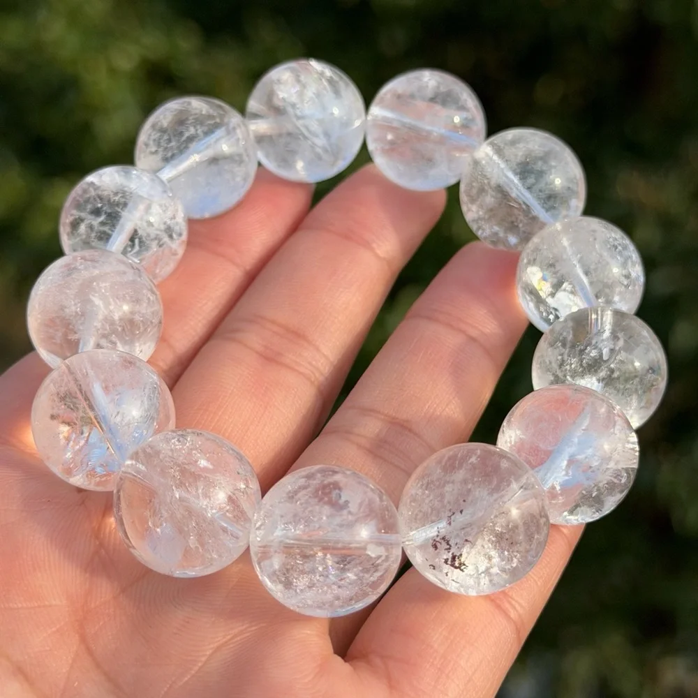 17mm chunky‎ stretchable rainbow clear quartz bracelet 1107